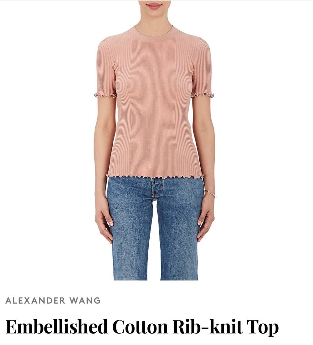 NWOT Alexander Wang Bead Embellislhed Rib-Knit Top,